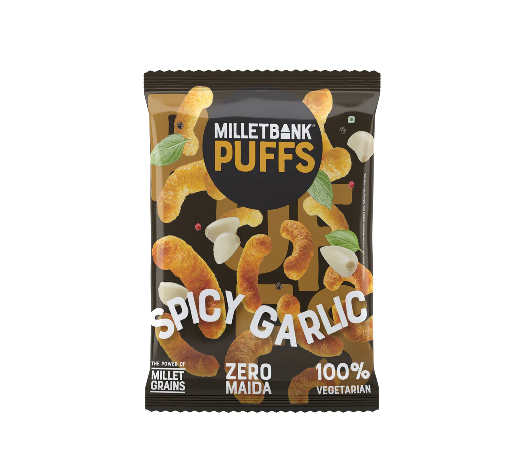 Spicy Garlic Millet Bank Puffs Grms Healthy Snacks