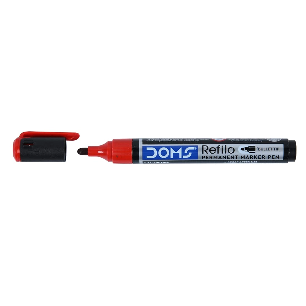 Doms Refilo Permanent Marker Pen Red Color
