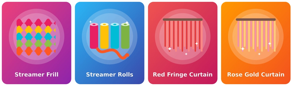 Streamers and foil fringe curtains for Diwali decoration