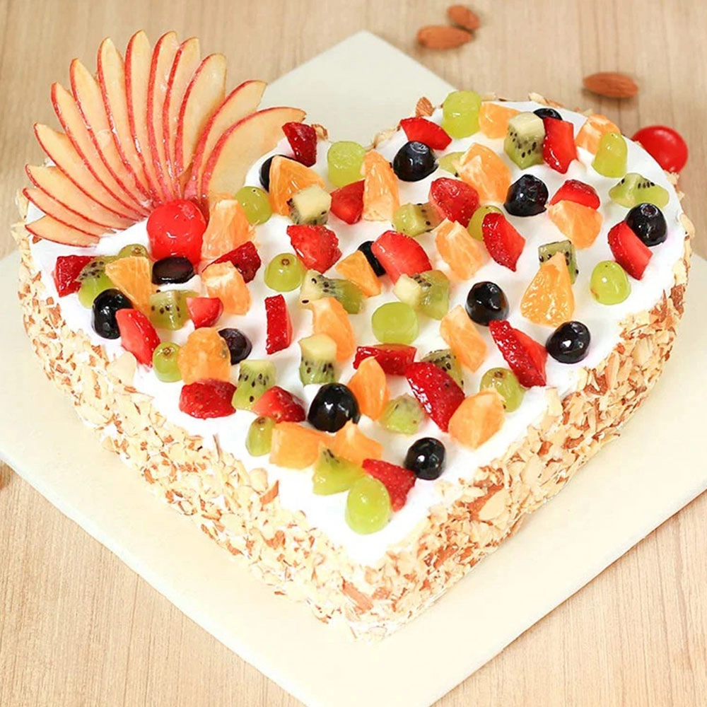 Heart shape fresh fruit cake 3 k g