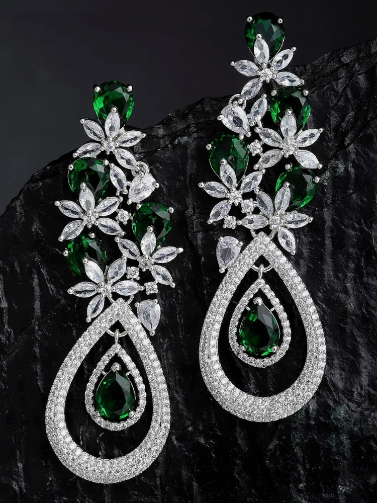 Chandbali earrings online with cz and ruby stones beautiful design   Swarnakshi Jewelry