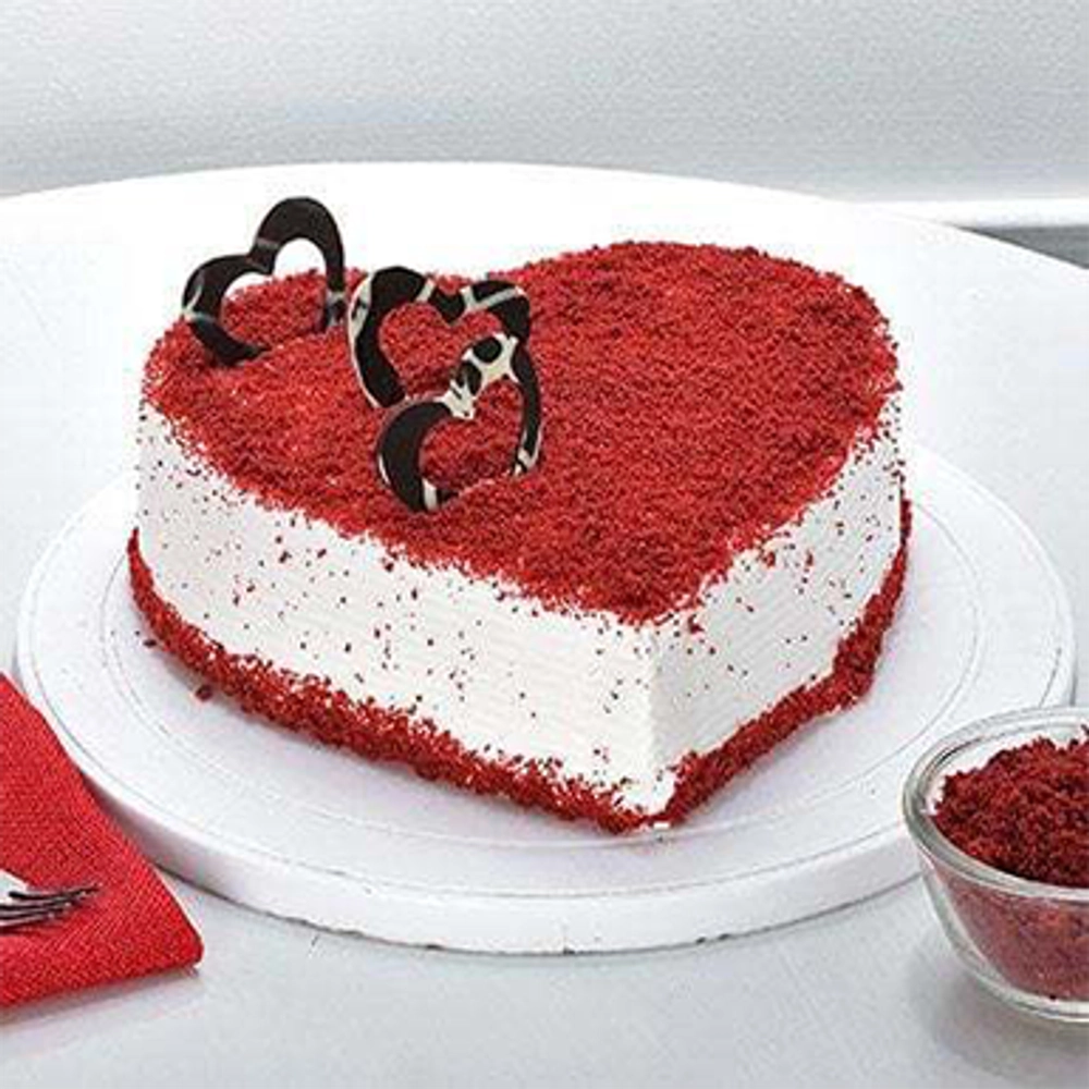 Red Flowers Heart Cake | Egg Less Cakes | Vegetarian Cakes