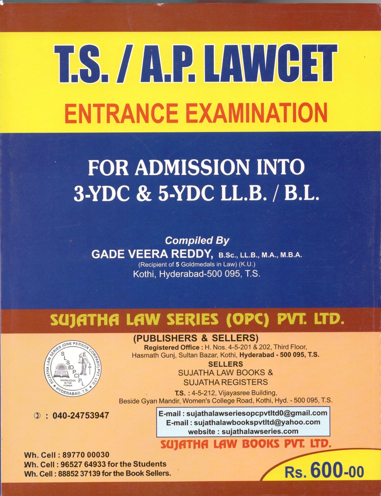 Buy TS/AP LAWCET ENTRANCE EXAMINATION FOR ADMISSION INTO 3YDC & 5YDC