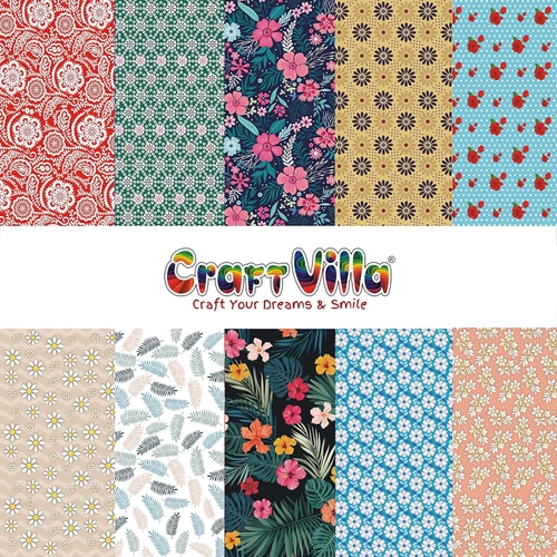 Designer A4 Craft Paper Floral Assorted - 10 Sheet Pack