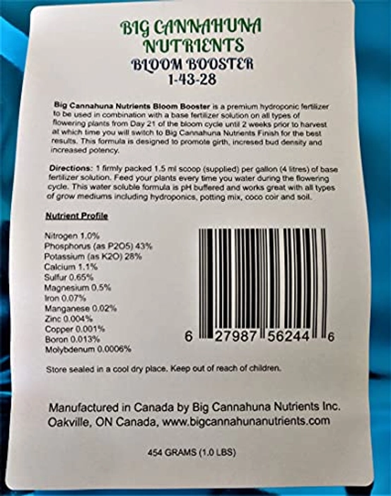 Big Cannahuna Nutrients Bloom Booster 1-43-28, 454 Grams