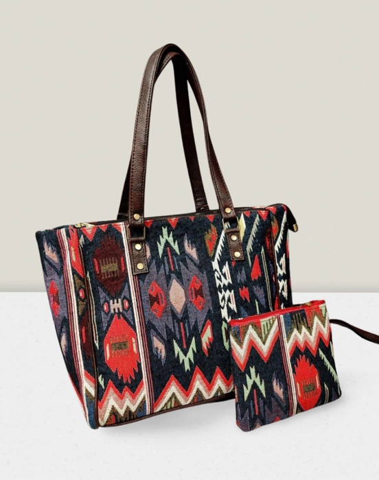 Jacquard 3-partition Tote Bag