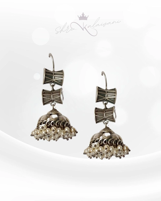 Buy Silver Linings Trio Handmade Silver Filigree Jhumka Earrings Online –  Okhaistore