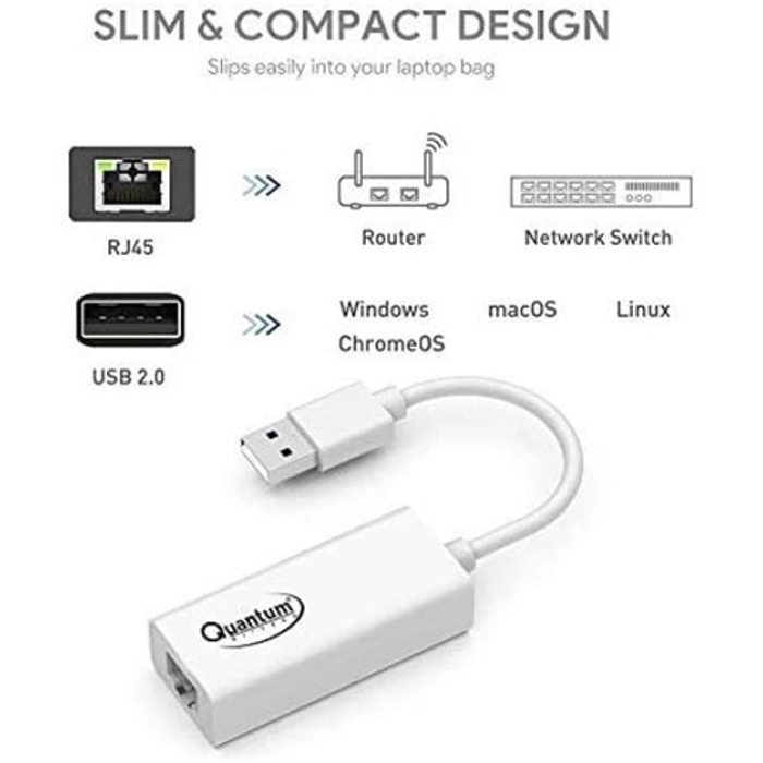 Quantum QHM8106 USB to RJ45 LAN Adapter (White)
