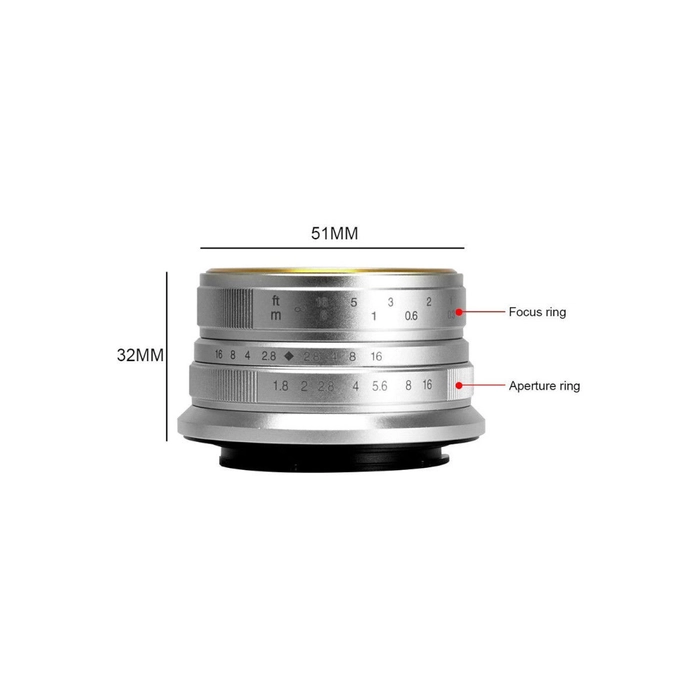 7artisans 25mm f/1.8 Lens - Sony E / Silver