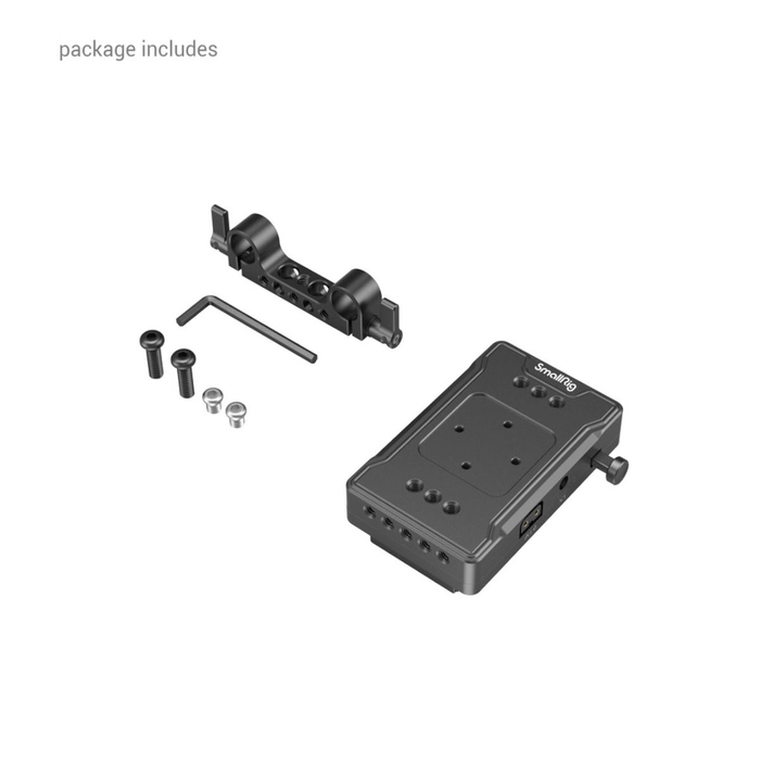 SmallRig 3498 V Mount Battery Adapter Plate with Dual Rod Clamp