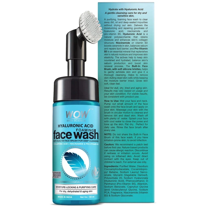 Buy Hyaluronic Acid foaming Face Wash with Builtin Brush Online At