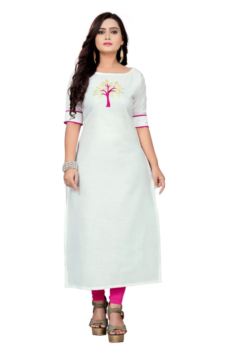 Party Wear Straight Rayon Plain White Kurti, Size: L,XL & XXL, Wash Care:  Machine wash at Rs 195 in Ahmedabad