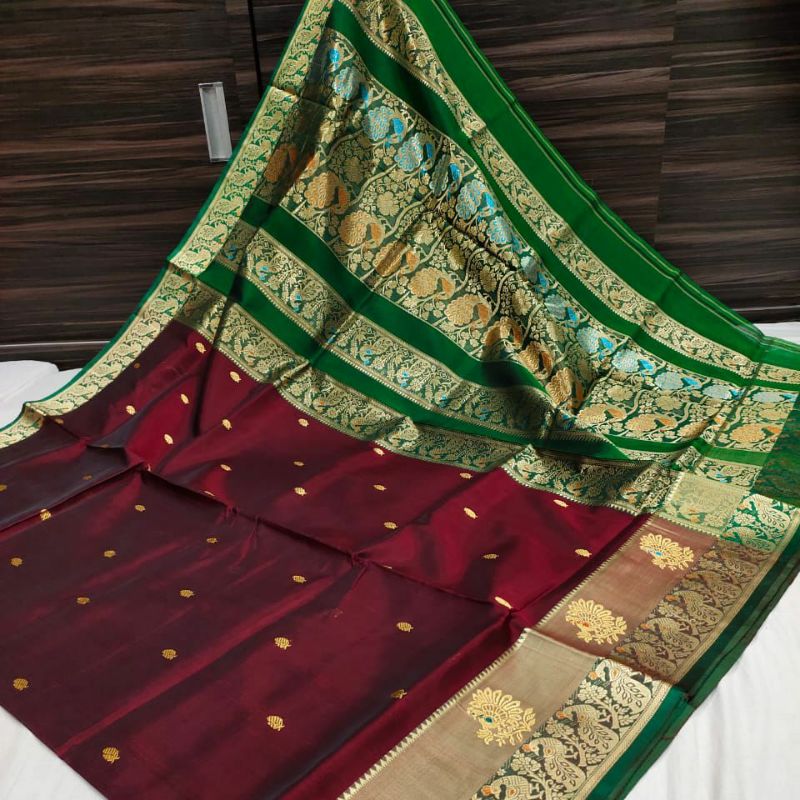 Peshwai Paithni Soft Silk saree, woven design border and woven Pallu