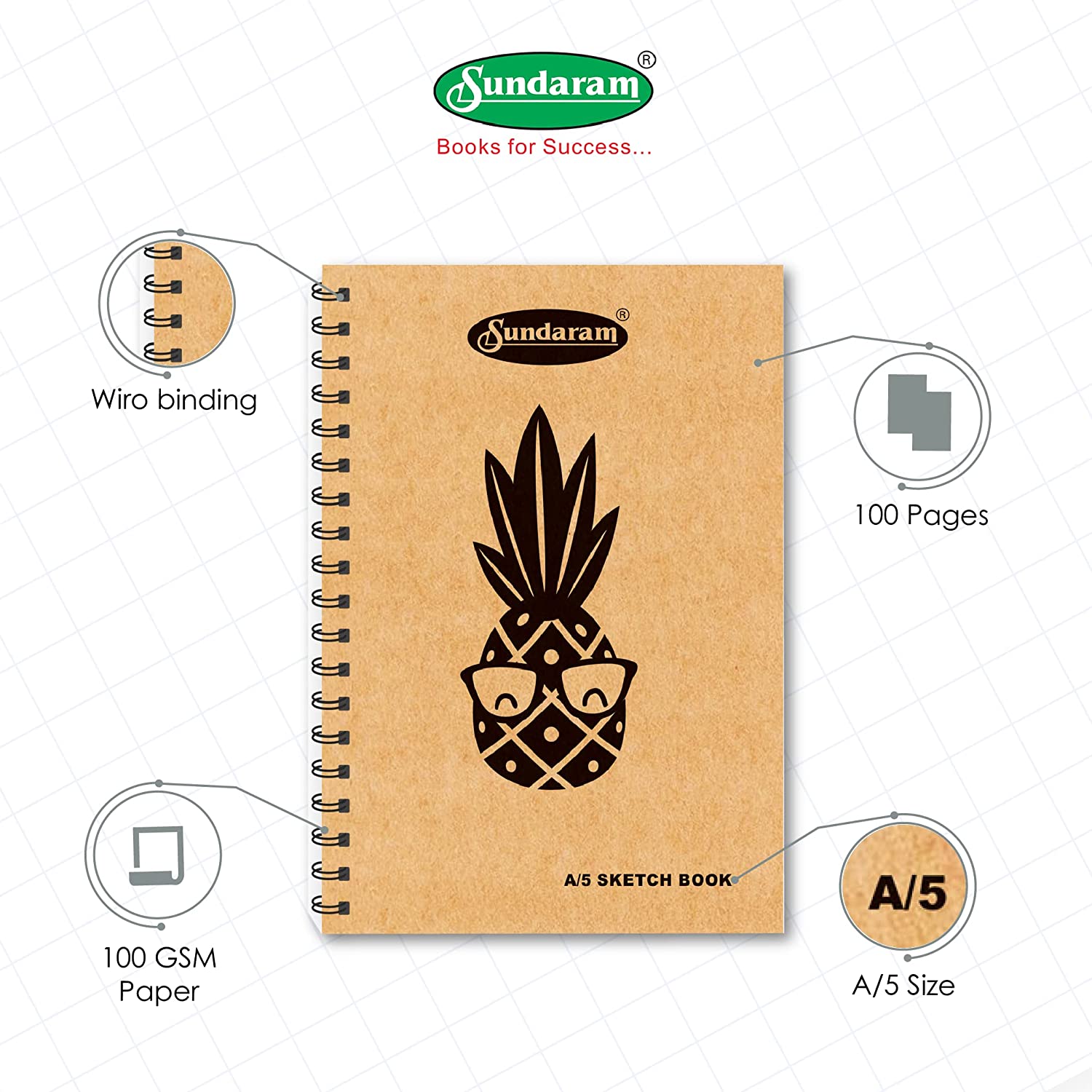 Buy Sundaram Sketchbook (A4/A5/A6, Portrait, 100 Pages, 100 GSM, Wire-O  Bound) online in India