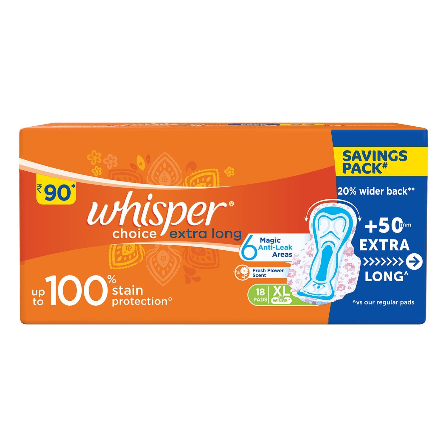 Whisper Choice Sanitary Napkins Ultra with Wings -Pack of 7 Pads (Regular)