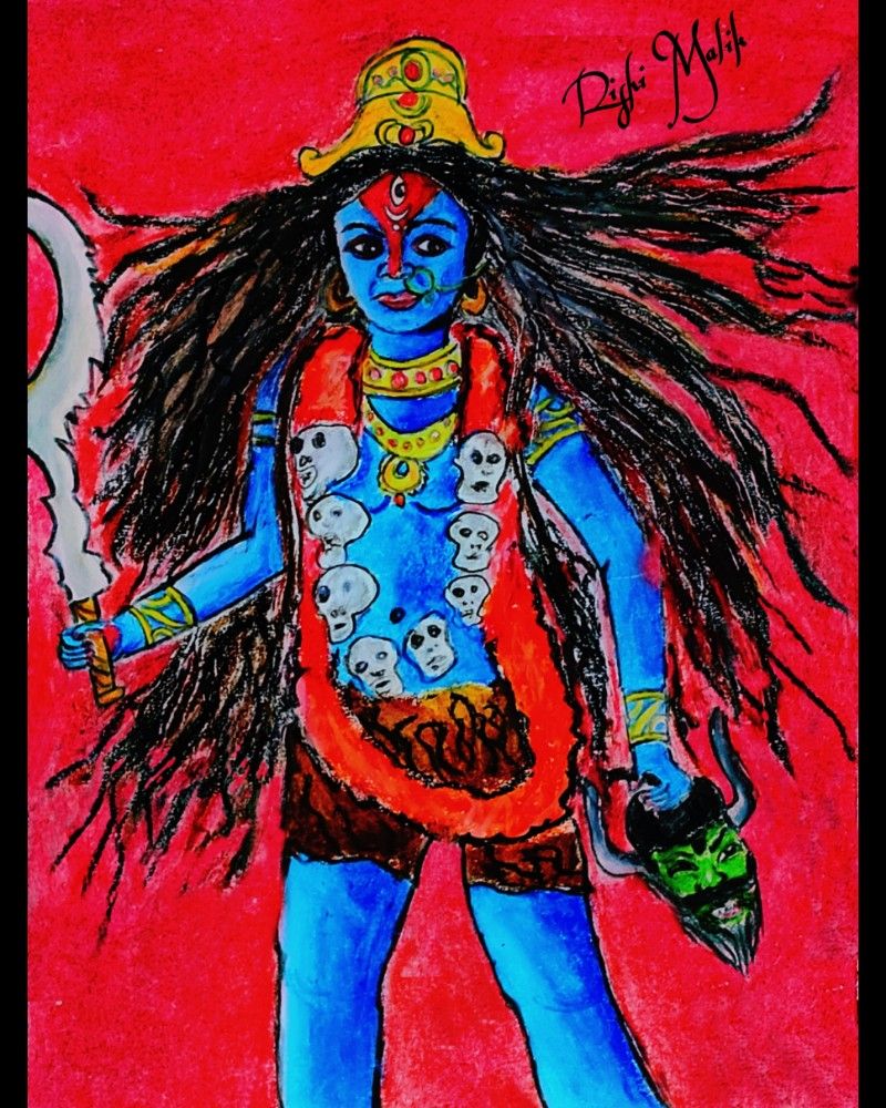 Painting Of God Kali Drawing In Ball Pen Size 17 - GranNino