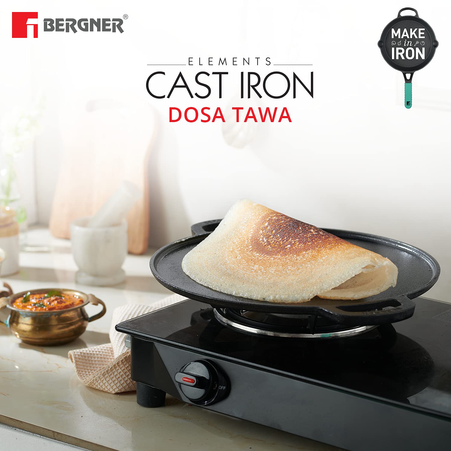 Cello Black Cast Iron Dosa Tawa