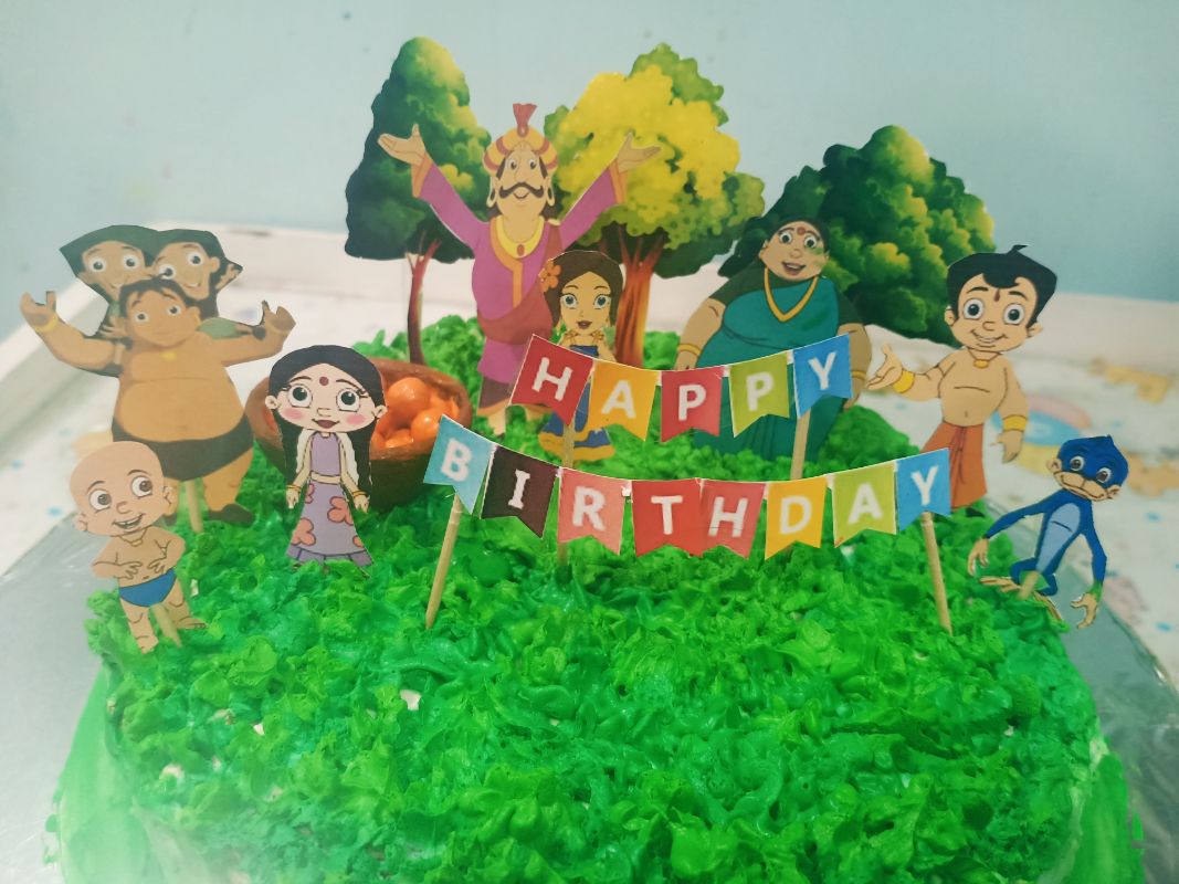 Cake Decor™ 6 pcs Happy Birthday Chota Bheem Cartoon Theme Paper Toppe –  Arife Online Store