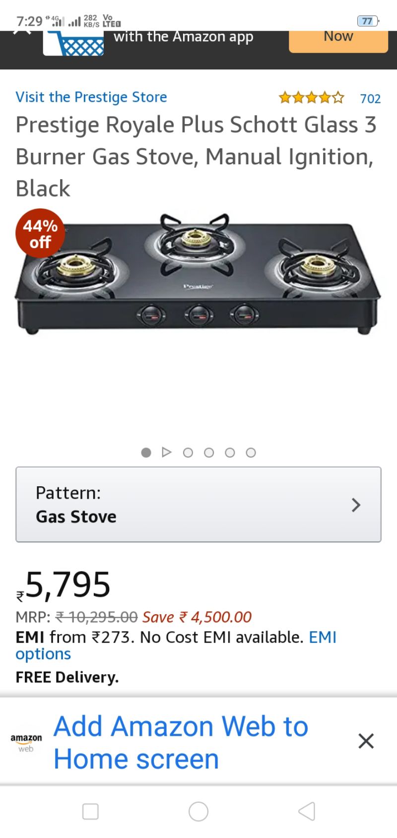 Rcm prestige gas deals stove