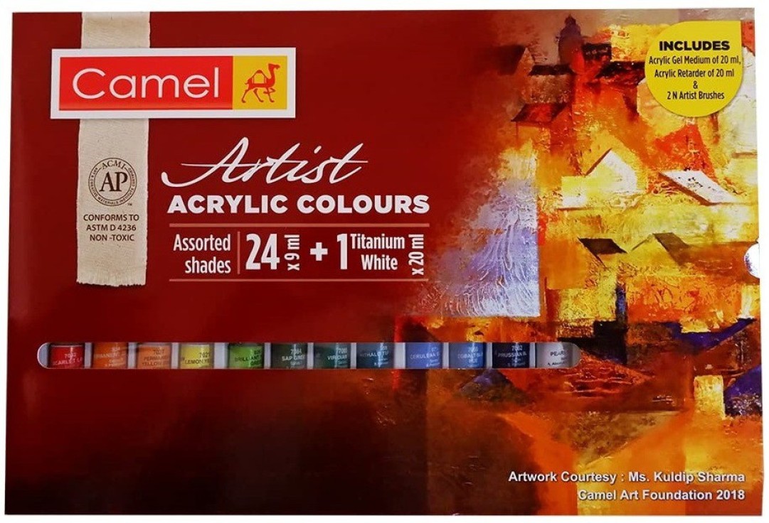 Buy original Camlin-Camel-Watercolours Tube set - 9ml tubes x 24 colours  from Thoovi Arts