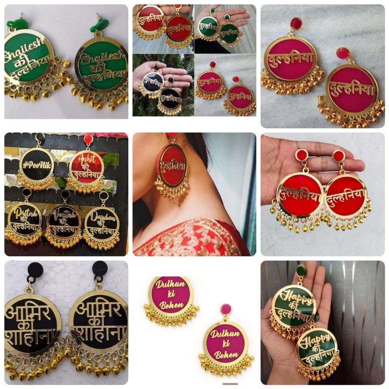 Red Dulhaniya ki Bahen Hoop Earring with Mangtika