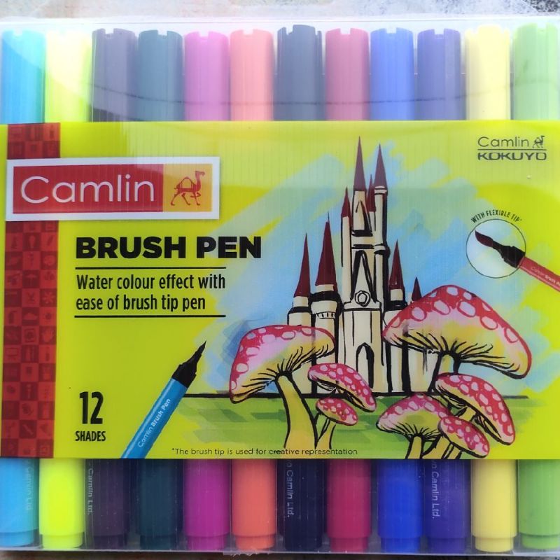 Buy Camlin Brush Pen Colors 12 Shades online from TRIVEDI PUSTAKALYA