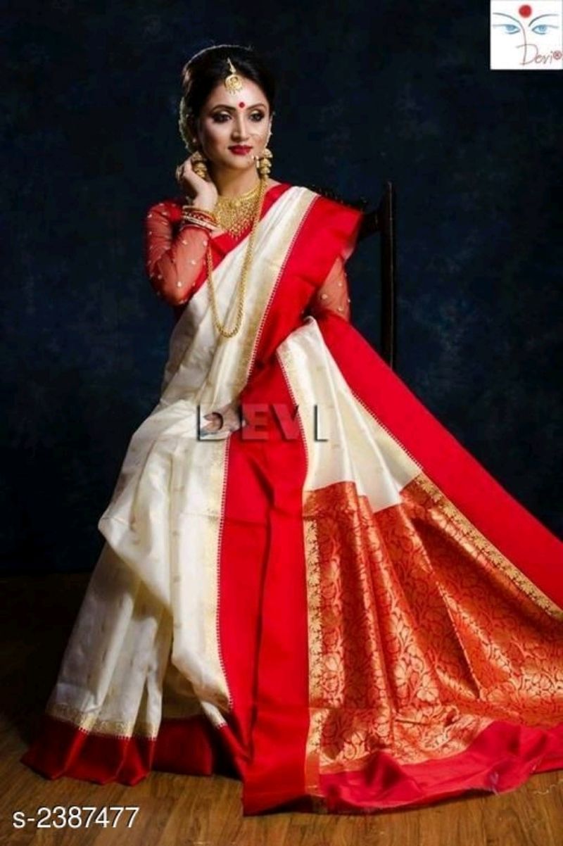 Handloom Cotton Silk Jamdani Saree in White : SUUA76