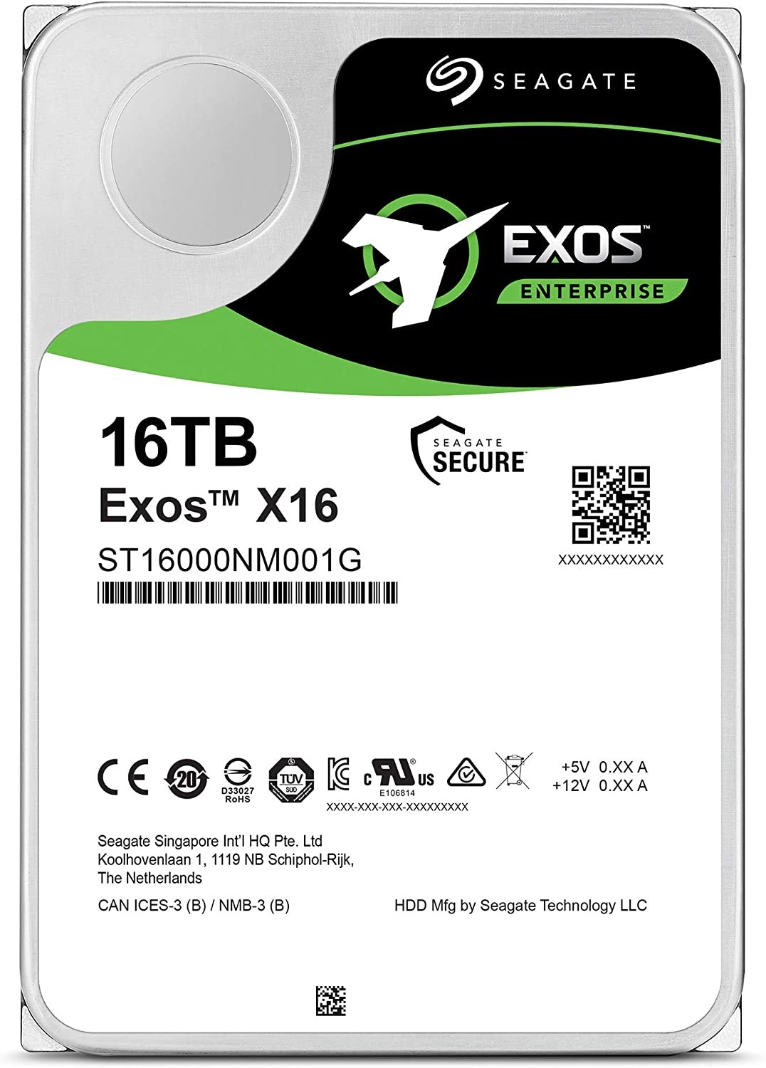 Seagate 16TB Exos X16 Enterprise Hard Drive 3.5'' (ST16000NM001G