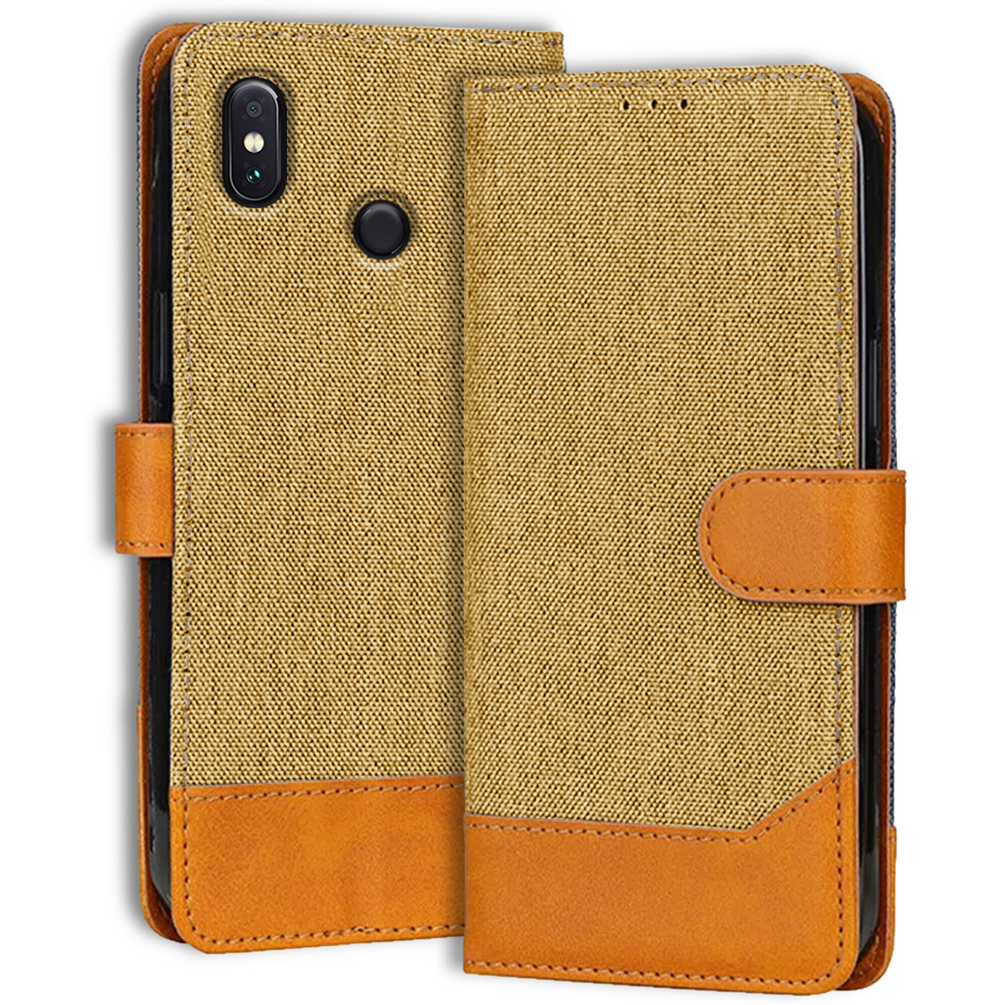 Leather Flip Cover for Redmi Note Pro Dual Tone Back Case (Light Brown)  Genron