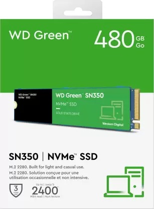 Western Digital 480GB Green SN350 NVMe M.2 Internal SSD