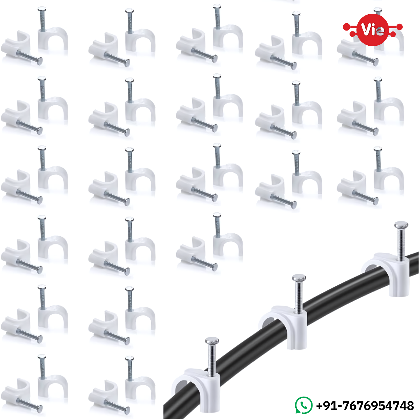 Buy Cable Clips 6mm 100 Pack in Bangalore | Nail Wire Clips for CCTV Wiring