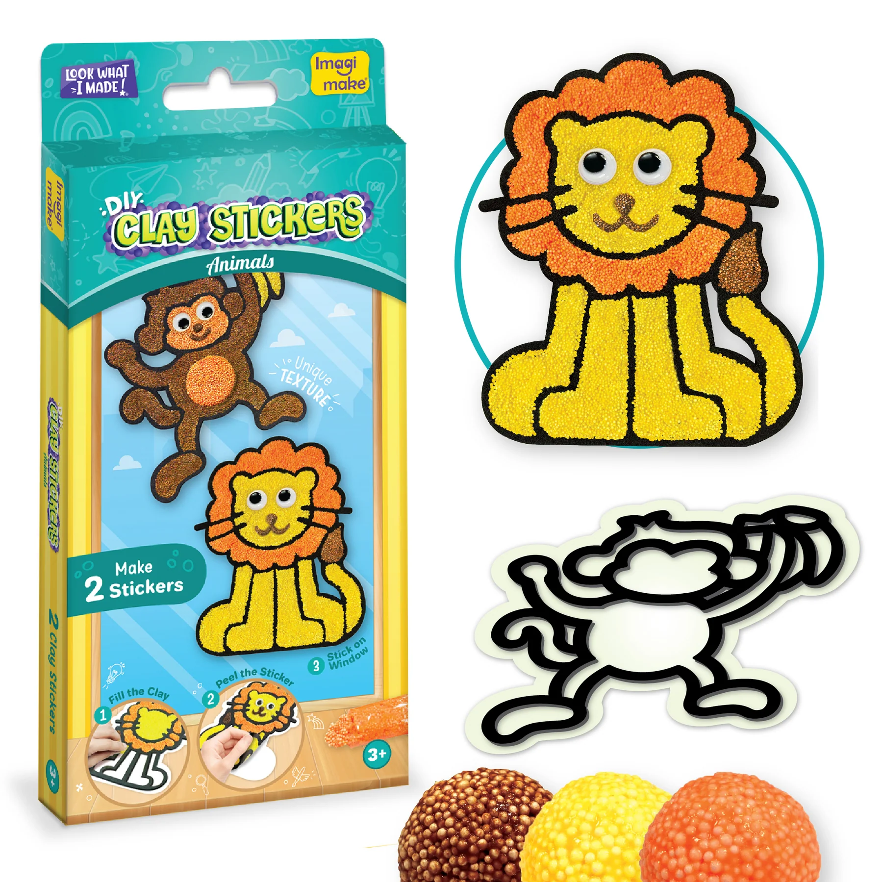 DIY Clay Stickers Animals for Kids, Creative Art & Craft Kit, 3D Clay ...