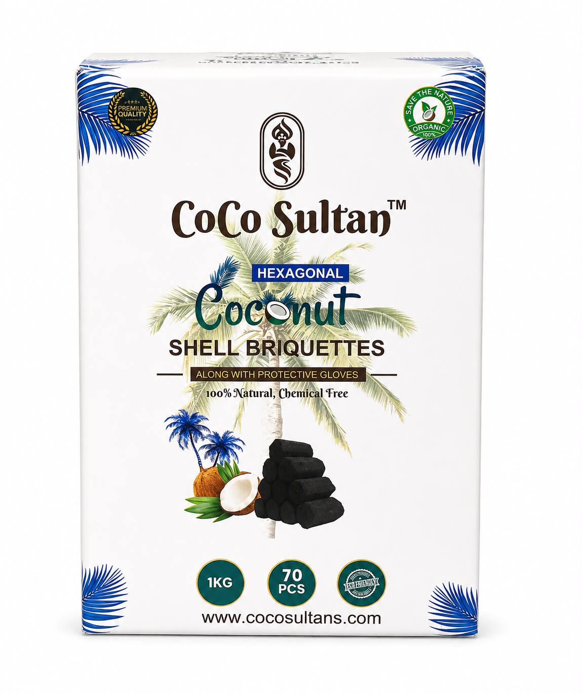 Premium Coco Sultan Hexagonal Coal | Best for Hookah