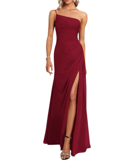 Maroon Maxi Dress With Layered Printed Yoke And Cuff
