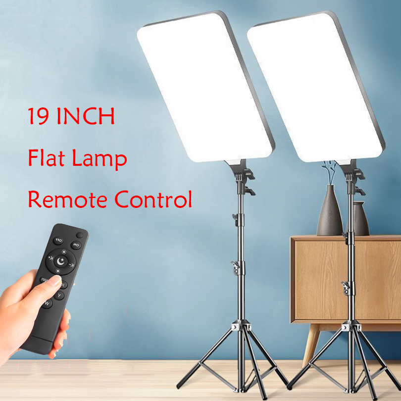 PHOTOMAX 19 inch LED Panel Camera Light 3 Colors Dimmable Jewelry Studio Vlog Flat Panel Camera Video Fill Light Photography Led Light Panel With Remote Control (Panel Light 19 Inch + 7 Feet Stand-P2