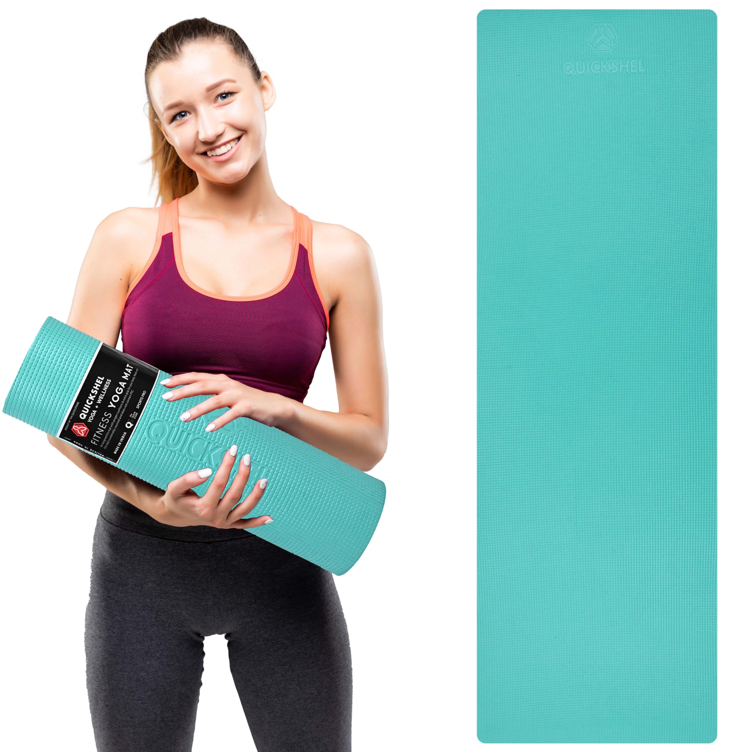 QUICK SHEL Yoga Mat - 4mm Thick, Anti-Skid, Lightweight