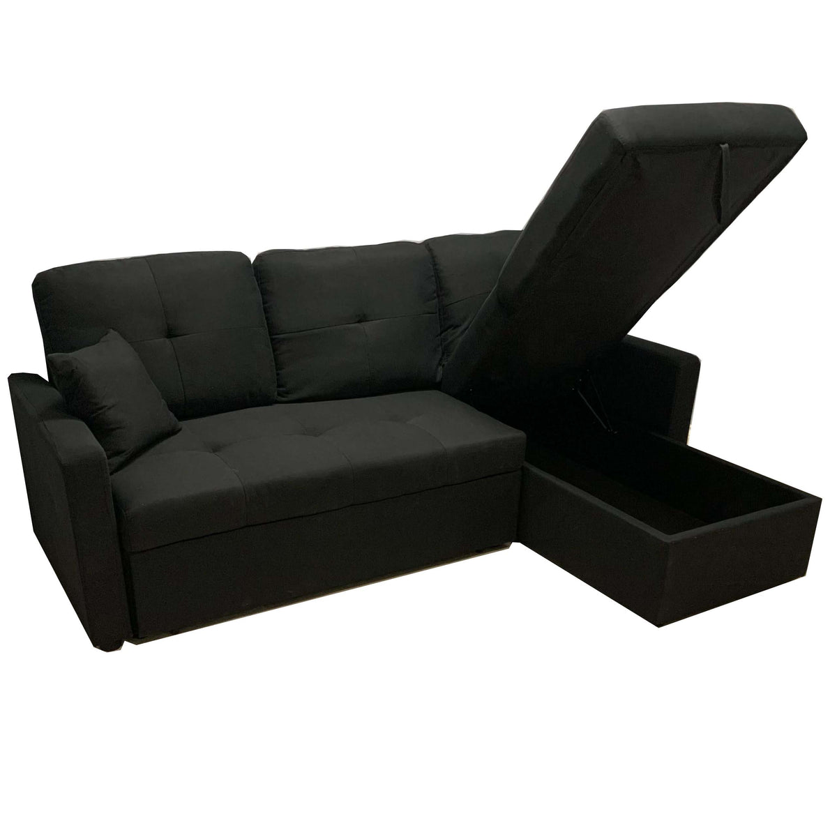 Reversible Black Fabric Pull Out Sectional Sofa Bed With Storage 1866 ...