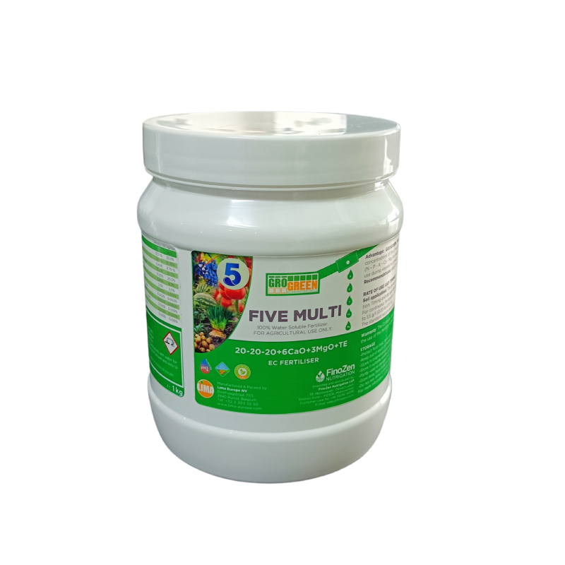 Gro Green Five Multi 20-20-20+6CaO+3MgO+TE Soluble Fertilizer - Farmkart -  Farming App