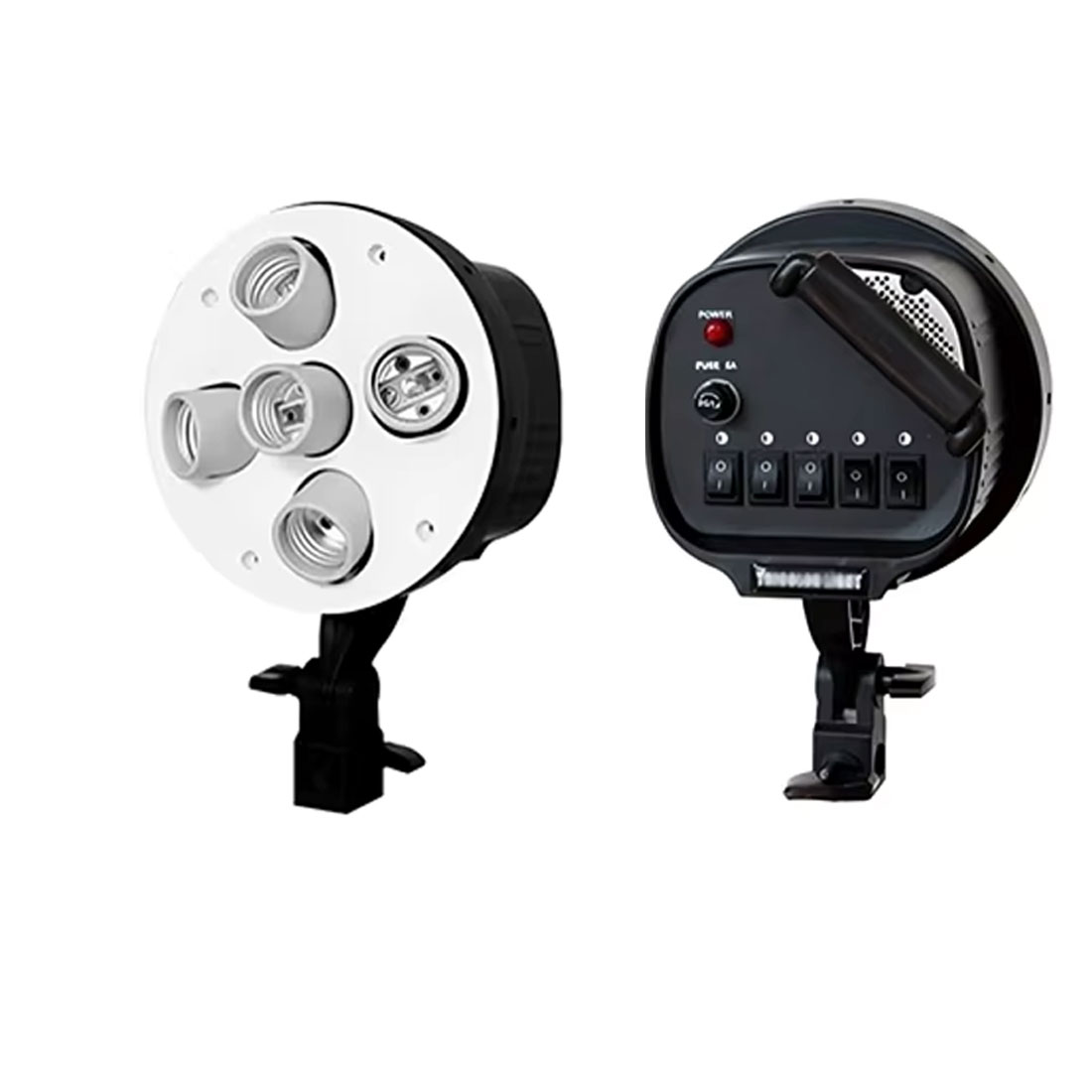 PHOTOMAX 5-in-1 Photography Light Kit with 15W LED Bulb – E27 Constant Studio Lighting Bulb Holder – Continuous Lighting for Video, Portrait & Product Photography (5 in 1 Holder)