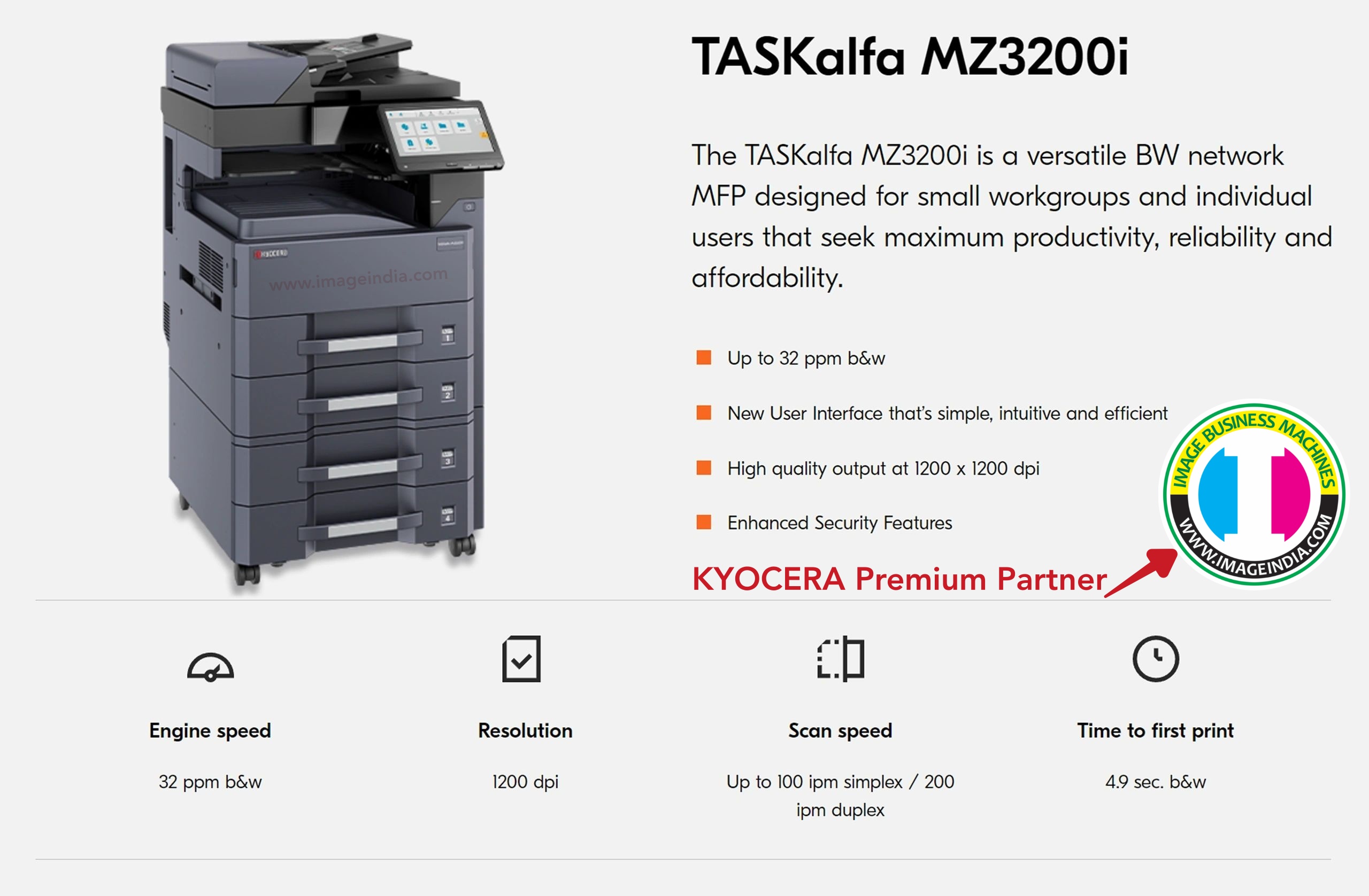 Kyocera TASKalfa MZ3200i - High Performance Copier