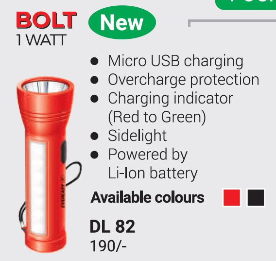 Eveready DL82 1W Rechargeable Flashlight - Bright & Durable