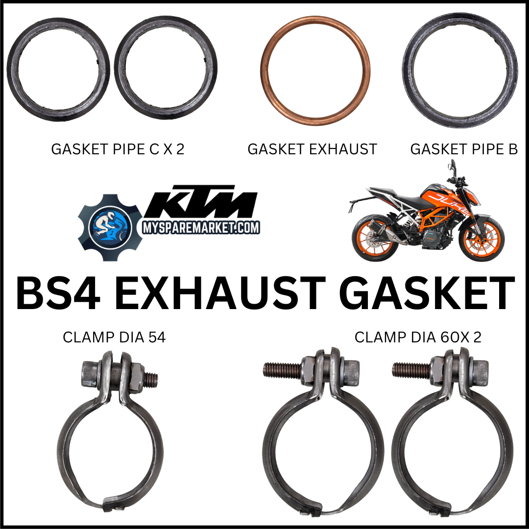 Exhaust Pipe Flange Gasket For KTM 390 DUKE / RC390 (2014-2018) - 42x50x4mm, 2-Piece Set