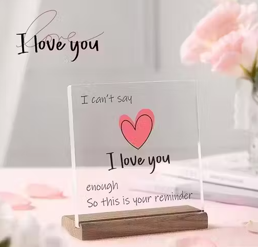 Valentines Day Gifts for Her or Him - Wedding Anniversary Acrylic Plaque for Men Women, I Love You Gifts,