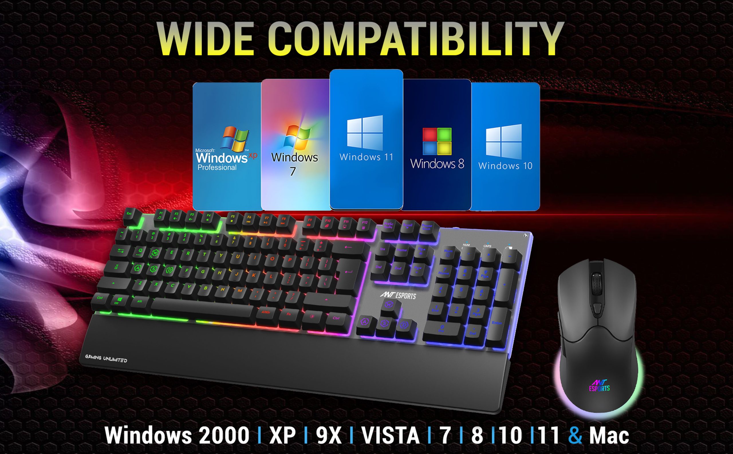 Ant Esports KM550PRO Wireless Rainbow Gaming Keyboard