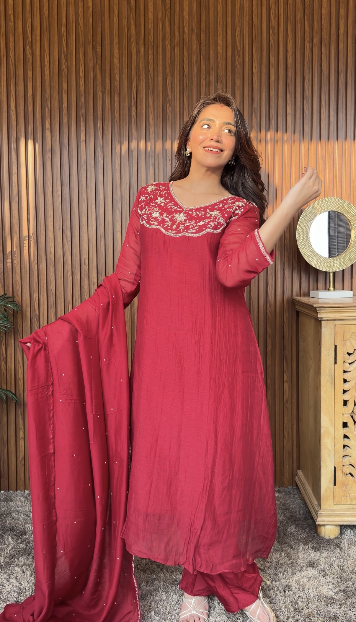 Gulrukh Crimson Suit Set