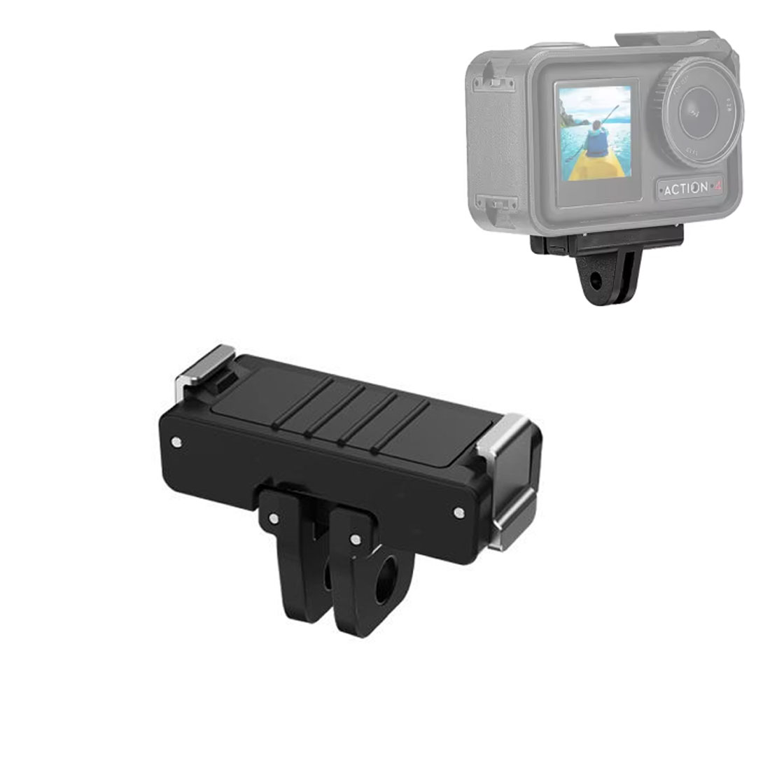 PHOTO MAX Magnetic Quick-Release Mount Adapter for DJI Action Insta360 GO Ultra /5 Pro / 4/3 with 1/4'' & Cold Shoe, 180° Adjustable