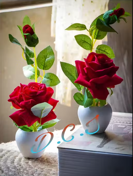 New Artificial Rose Stick With Pot for making Your Home ,Office ,Drawing Room ,Bedroom Decorative & Attractive