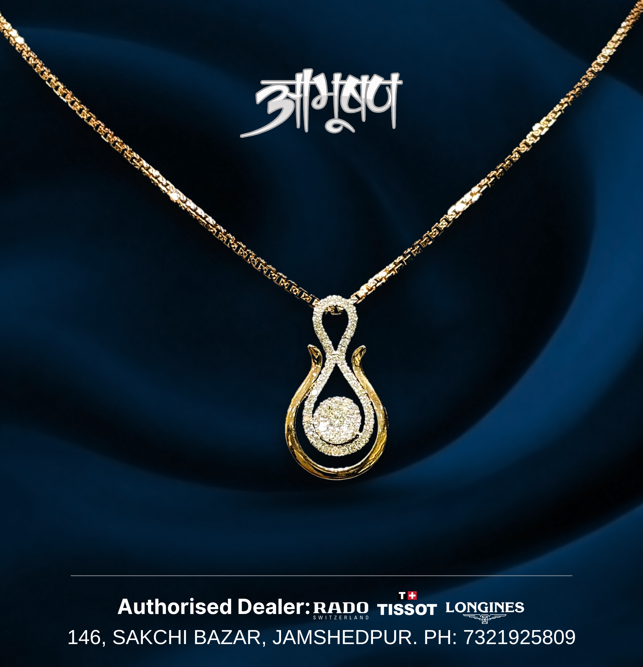 18Kt Yellow Gold Teardrop Diamond Pendant Luxury Jewelry