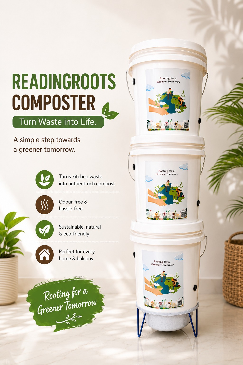 High-Quality Three-Tier Home Composter | Eco-Friendly
