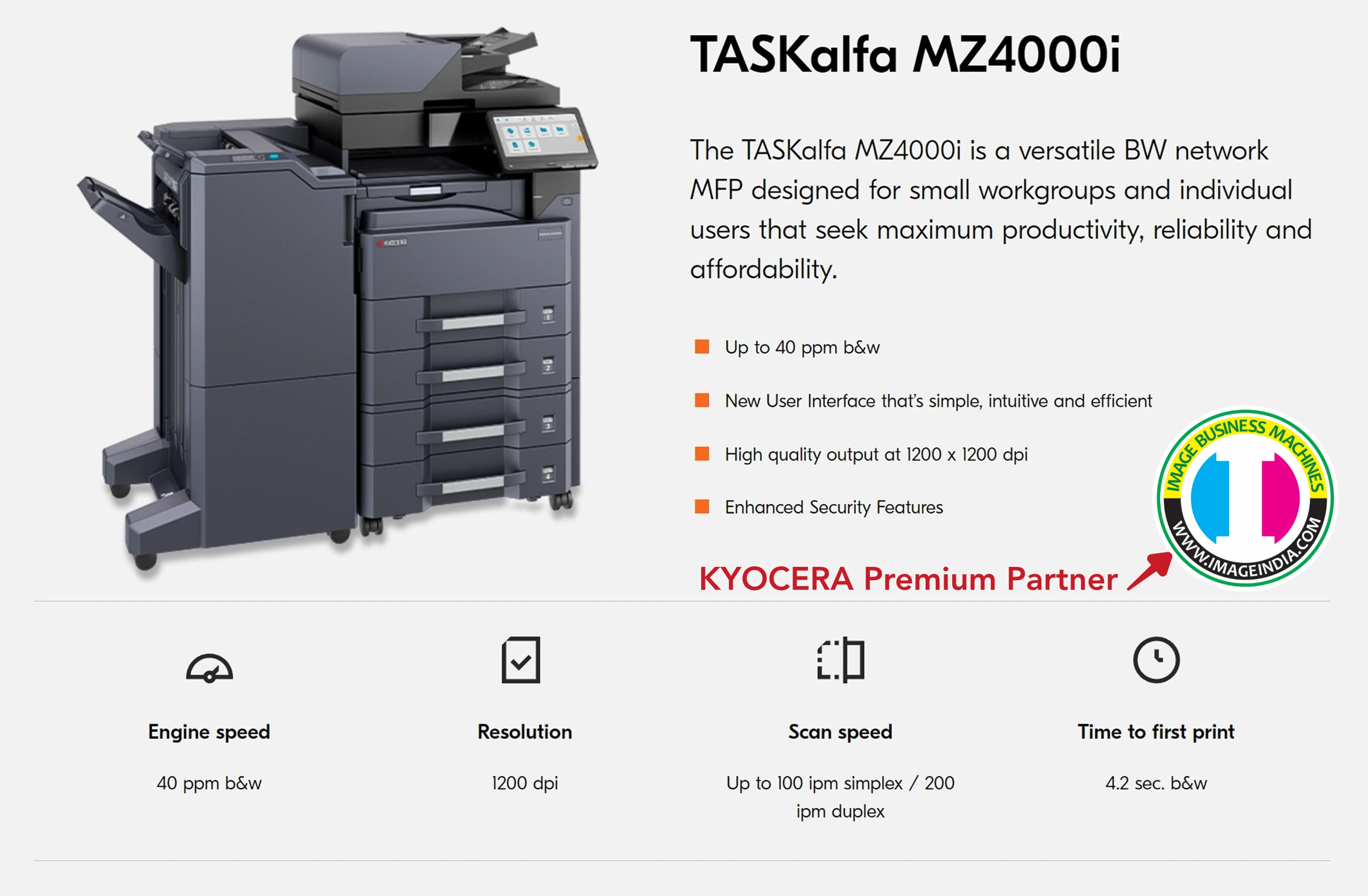 Kyocera TASKalfa MZ4000i - High Performance Office Printer